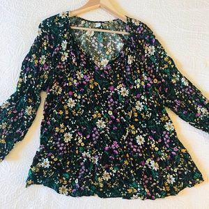 Old Navy Floral Peasant Blouse L